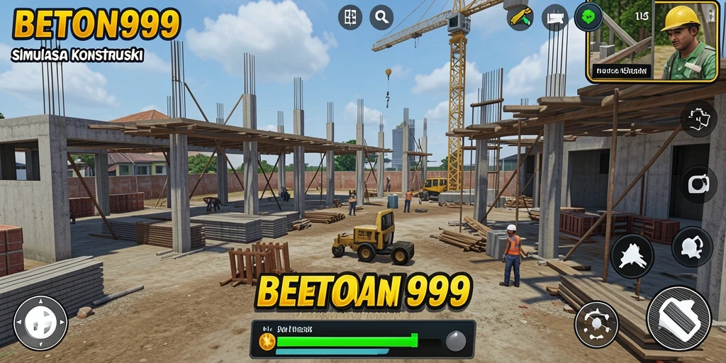 Tangkapan layar utama BETON999 menampilkan proses pembangunan yang mendetail.