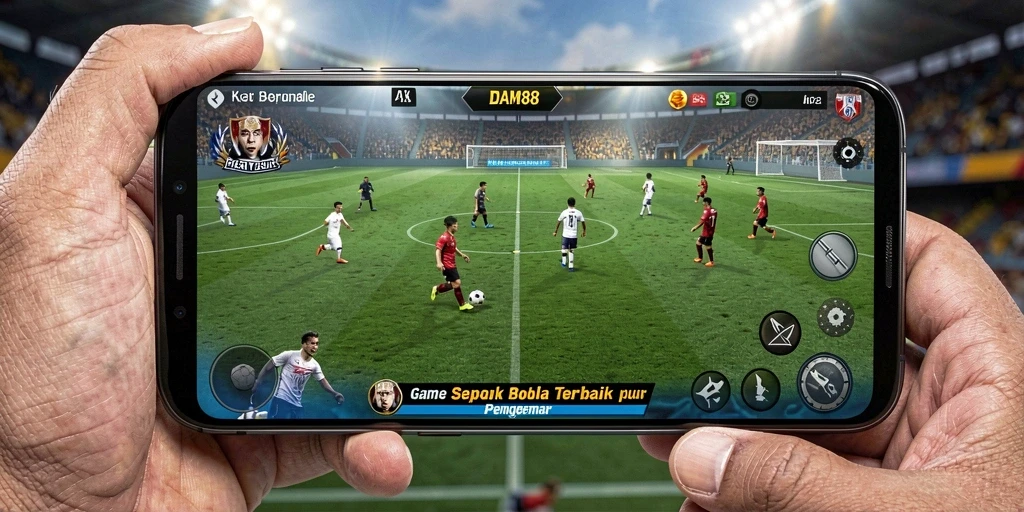 Tampilan screenshot menunjukkan aksi seru pertandingan sepak bola di DAM88.