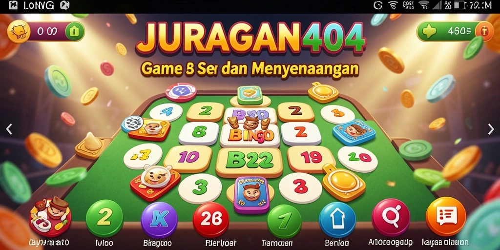 Screenshot utama JURAGAN404 menampilkan gameplay seru Bingo.