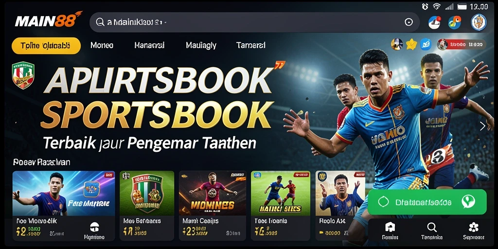 Tampilan utama aplikasi MAIN88 menampilkan berbagai pilihan taruhan olahraga.
