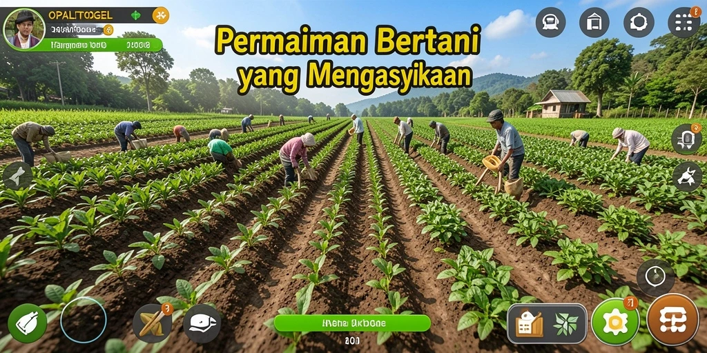 Screenshot gameplay OPALTOGEL menampilkan suasana bertani yang cerah dan interaktif.