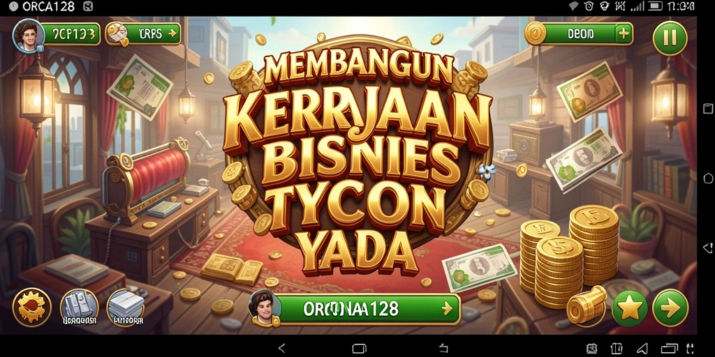 Tampilan gameplay ORCA128 menampilkan suasana manajemen bisnis yang seru.