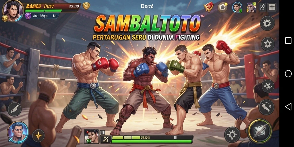 Gameplay pertarungan seru dalam SAMBALTOTO dengan karakter unik.