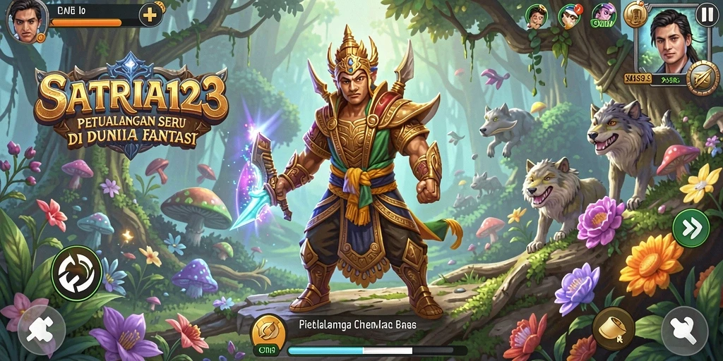 Tampilan gameplay SATRIA123 yang menunjukkan karakter dalam aksi petualangan.